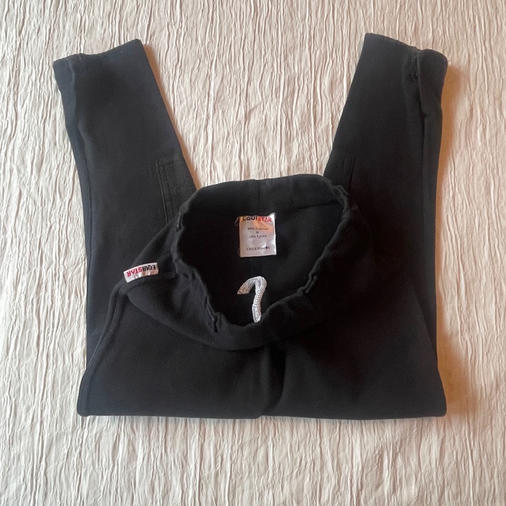 Equistar Girls Black Breeches Riding Pants Cotton Lycra Knee Patches Size 8